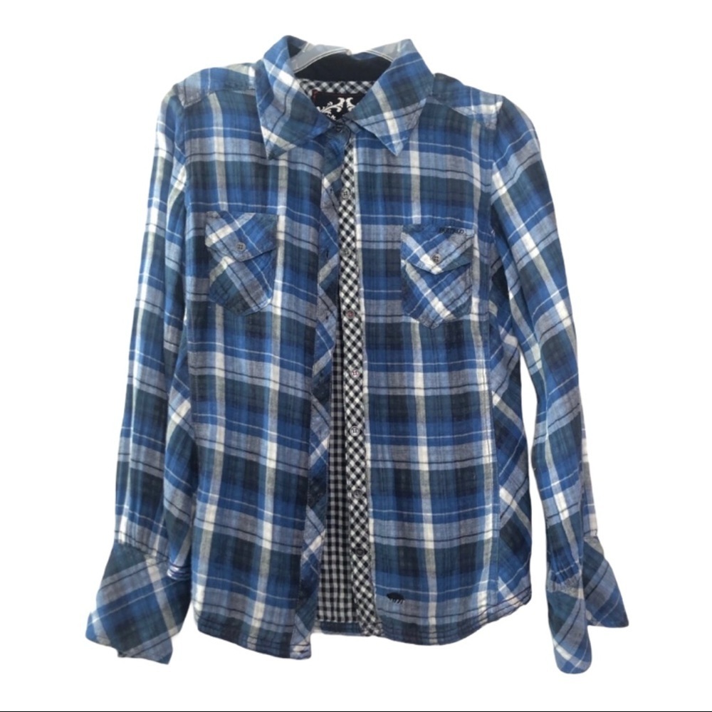 American Exchange Buffalo "Souther" Blue Plaid Med